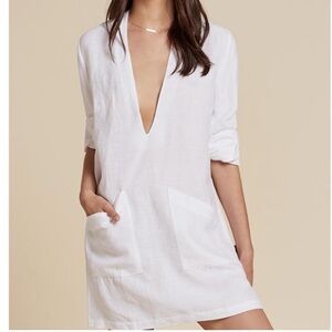 REFORMATION Caftan Shift Dress In White